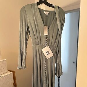 Long green silk dress
